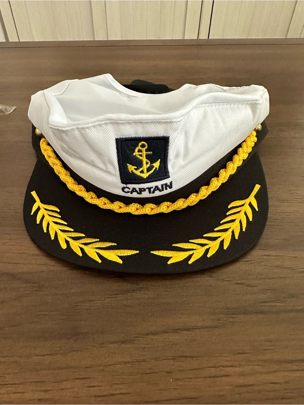 Captain Sailor Hat — White and Black with Yellow Accent